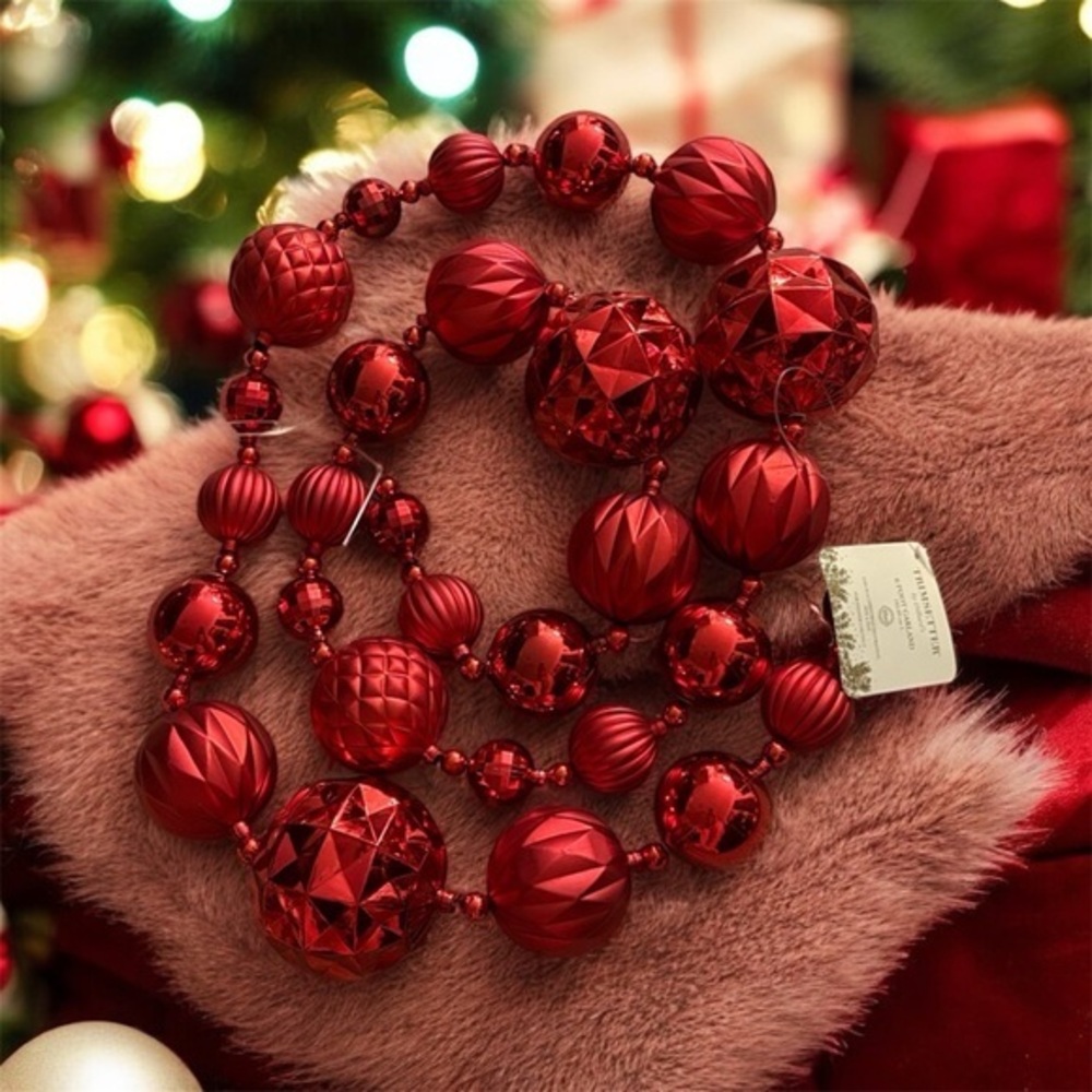 NWT -TRIMSETTER Set of 2 Ornament Garlands 6ft Each Red Gold Silver Christmas - Picture 4 of 11